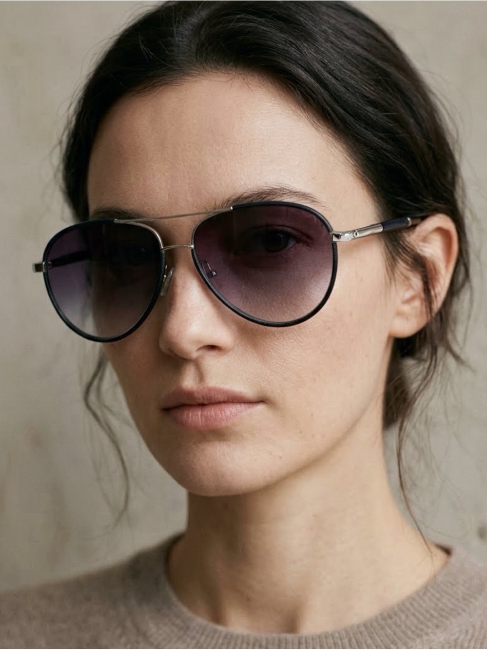 NWT The Row x Linda Farrow Leather Aviator Sunglasses Full Boutique Set - Picture 1 of 16